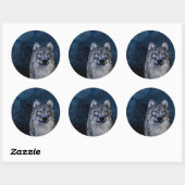 Stickers met een grijze en witte wolf (Vel)
