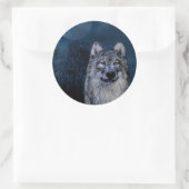 Stickers met een grijze en witte wolf (Tas)