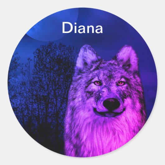 Stickers met een grijze en witte wolf (Voorkant)