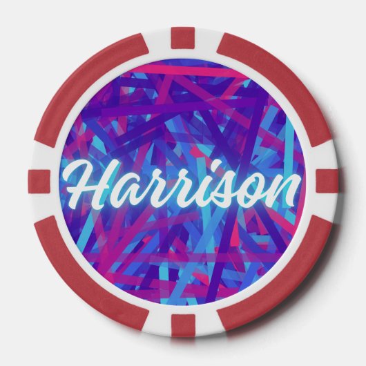 Stickers met eigen naam – Harrison – Persoonlijk e Poker Chips (Voorkant)