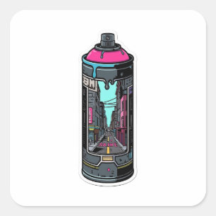 Stickers met graffiti-spuitbus in 3D voor op straa