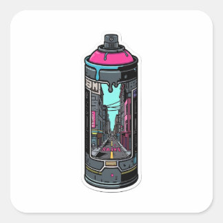 Stickers met graffiti-spuitbus in 3D voor op straa