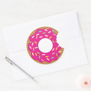 Stickers met hap uit donut met gekleurde hagelslag