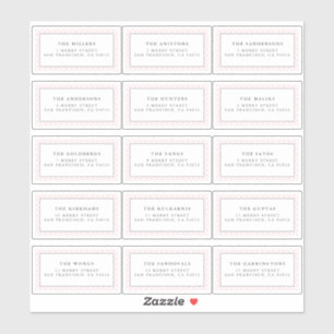 Stickers met het label Roze gingham-adres