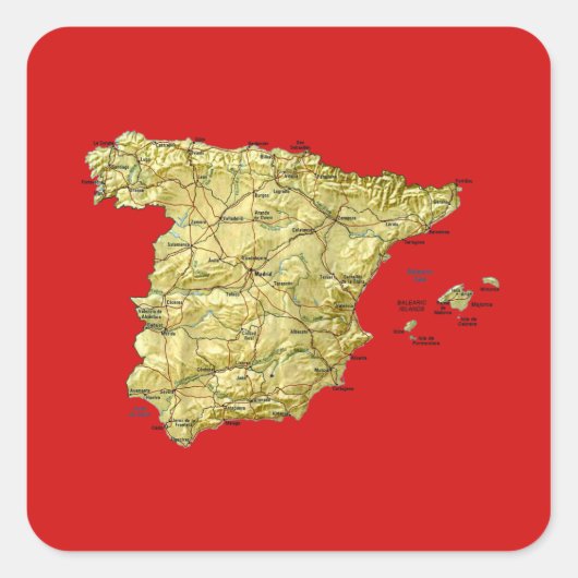 Stickers met kaart van Spanje (Voorkant)
