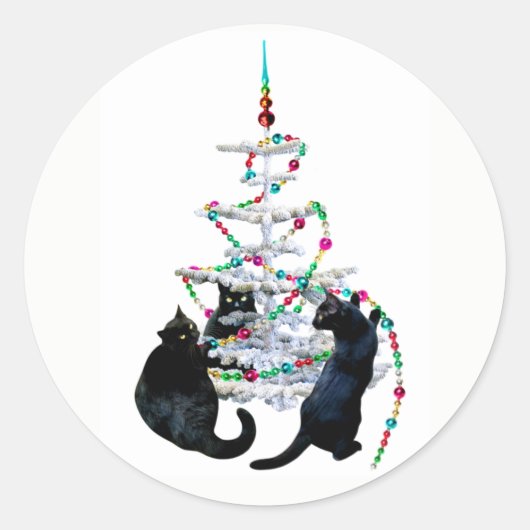 Stickers met kerstbomen voor zwarte katten (Voorkant)