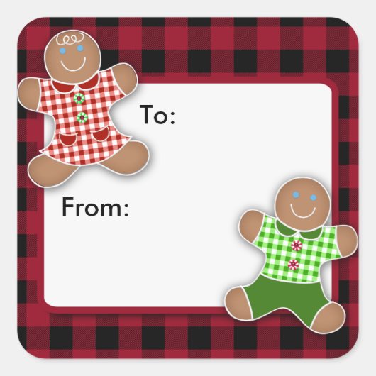 Stickers met kerstvierkant voor ontbijtkoekjes (Voorkant)