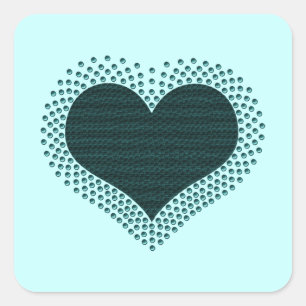 Stickers met metalen harten, Blauwgroen