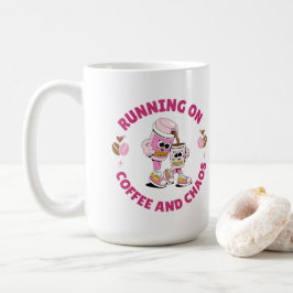 Stickers met 'Op Koffie en Chaos Loopend' Koffiemok