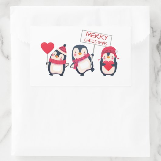 Stickers met prettige kerstpinguïn (Tas)