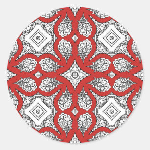 Stickers met rode, zwarte en witte mandala