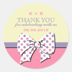 Stickers met roze gele linten en bows Polka Dots