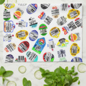 Stickers met streepjescode produceren theedoek (Gevouwen)