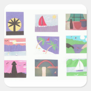 Stickers met Verscheidene Scènes van de Natuur