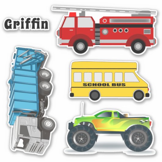 Stickers met vrachtwagens en bus naam sjabloon (Voorkant)