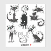 Stickers met zwarte kat (Vel)
