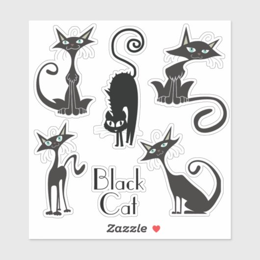 Stickers met zwarte kat (Vel)