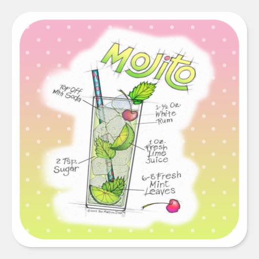 STICKERS - MOJITO RECEPT COCKTAIL ART (Voorkant)