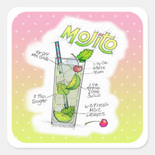 STICKERS - MOJITO RECEPT COCKTAIL ART