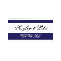 Stickers Navy White Elegant Stripe Adresetiketten