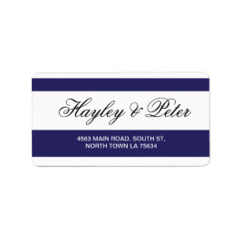 Stickers Navy White Elegant Stripe Adresetiketten