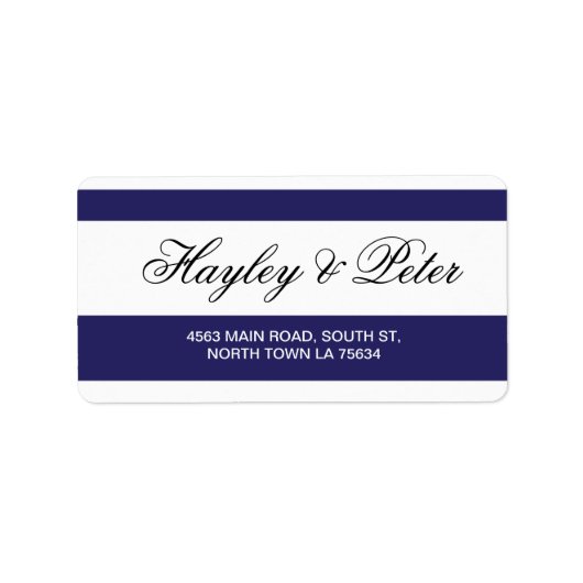 Stickers Navy White Elegant Stripe Adresetiketten (Voorkant)