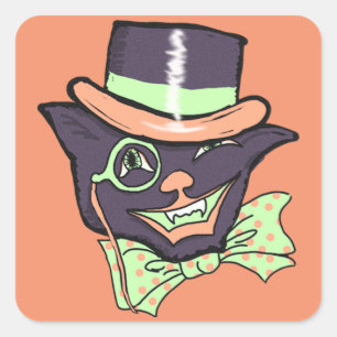 Stickers op het  Halloween Cat Square