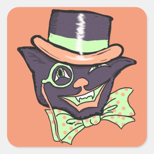 Stickers op het  Halloween Cat Square (Voorkant)