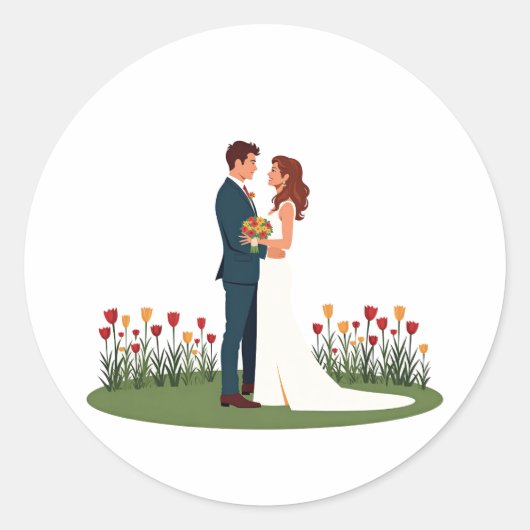 Stickers Paar met Bloemen (Voorkant)