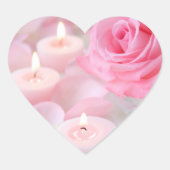 Stickers—Pink Rose & Candles Hart Sticker (Voorkant)