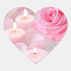 Stickers—Pink Rose & Candles Hart Sticker