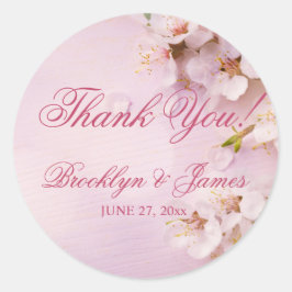 Stickers rond Cherry Blossom Elegant Wedding