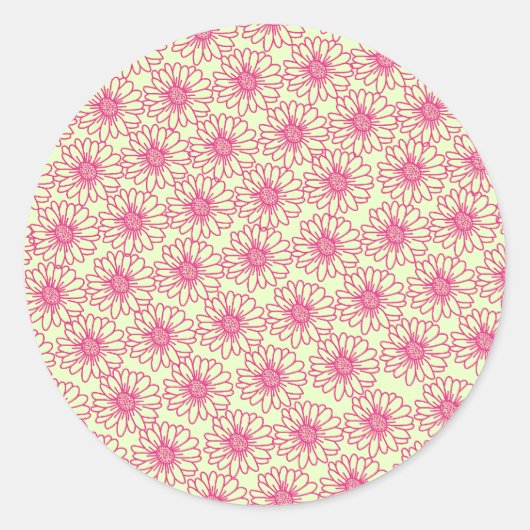 Stickers rond de Daisies, roze bloemen (Voorkant)