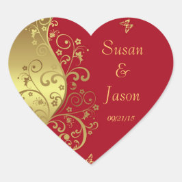 Stickers—Rood & Gouden Swirls Hart Sticker