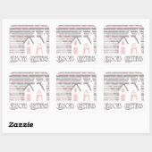 Stickers - Roze en grijze Wintry Scene (Vel)