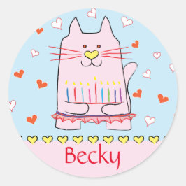 Stickers Roze kat Ballerina Chanukah-ronde