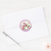 Stickers - Roze Rose Bloemen Teacup & Schotel (Envelop)