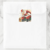 Stickers: Santa Spelen de Harmonica voor een Puppy Vierkante Sticker (Tas)