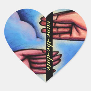 STICKERS Save-The-Date Handen in Hart SD