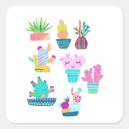 Stickers Schattigee cactus succulente cactussen (Voorkant)
