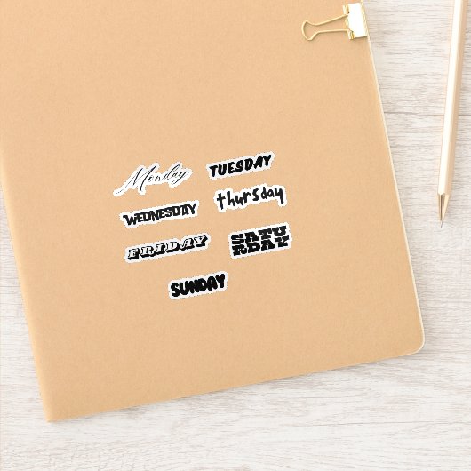 Stickers Set met dagen van de week (Notitieboek)