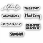 Stickers Set met dagen van de week (Voorkant)