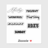 Stickers Set met dagen van de week (Vel)