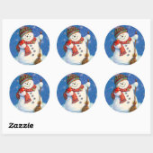 Stickers/Sneeuwman Ronde Sticker (Vel)
