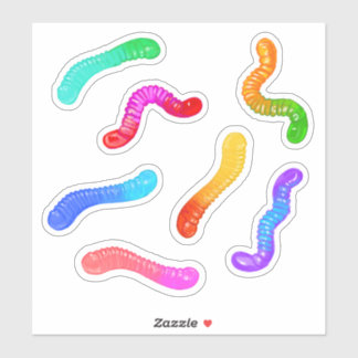 Stickers-Snoepwormen-Regenboogkleurige snoepjes Sticker