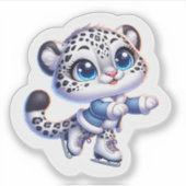 Stickers Snow Leopard Big Cat Anime Sport (Voorkant)