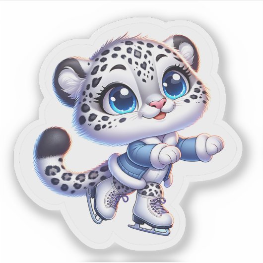 Stickers Snow Leopard Big Cat Anime Sport (Voorkant)
