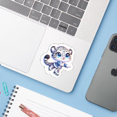 Stickers Snow Leopard Big Cat Anime Sport (Laptop met iPhone)