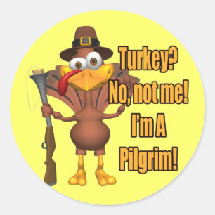 Stickers - Thanksgiving Turkije Pelgrim