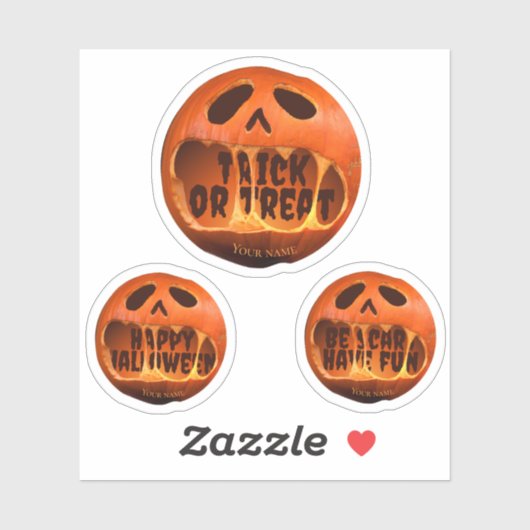 Stickers Trick or treat pompoen Happy Halloween (Vel)